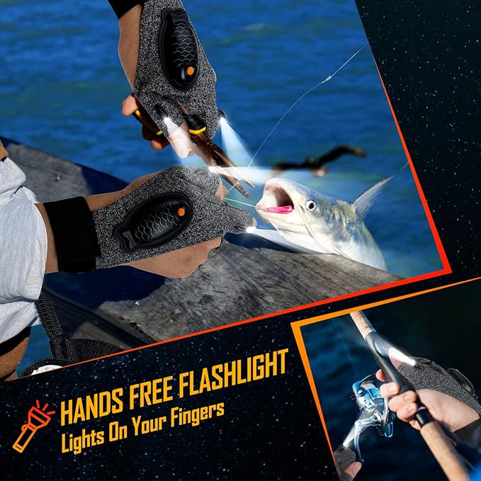 PARIGO Rechargeable LED Flashlight Waterproof Gloves - Christmas Stocking Stuffer Gifts for Men,Cool Gadgets Hands Free Light Gloves Tool for Men Women Husband Boyfriend Mechanics Night Fishing