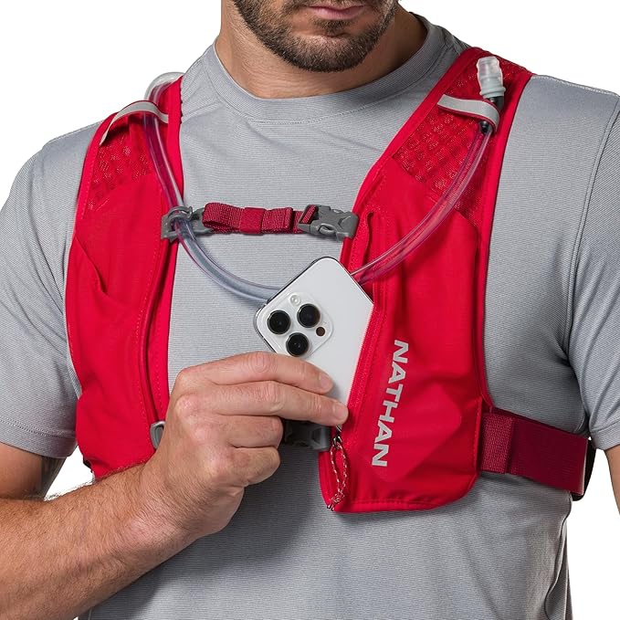 Nathan QuickStart 1.5L Hydration Pack Vest with Bladder or flasks, Storage Pockets, Breathable Moisture-Wicking Fabric, Adjustable Straps for Running, Hiking, Walking, Marathons, Obstacle Races