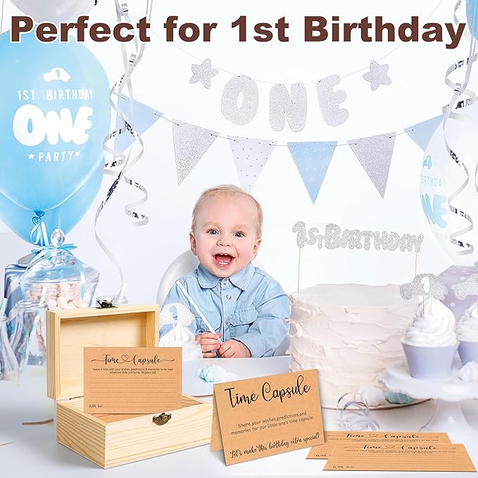 Time Capsule Box 1st Birthday Party Activities, First Birthday Party Games Favors for Girls or Boy, 1st Gifts for Party Decorations
