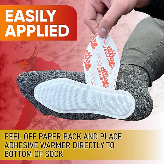 Insole Foot Warmers - Up to 10 Hours of Heat, Easily Apply with Adhesive - Ultra Thin, Easy, All Natural - Air Activated, Odorless Hot Insole Warmers - Sport Temp