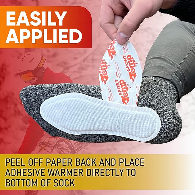 Insole Foot Warmers - Up to 10 Hours of Heat, Easily Apply with Adhesive - Ultra Thin, Easy, All Natural - Air Activated, Odorless Hot Insole Warmers - Sport Temp