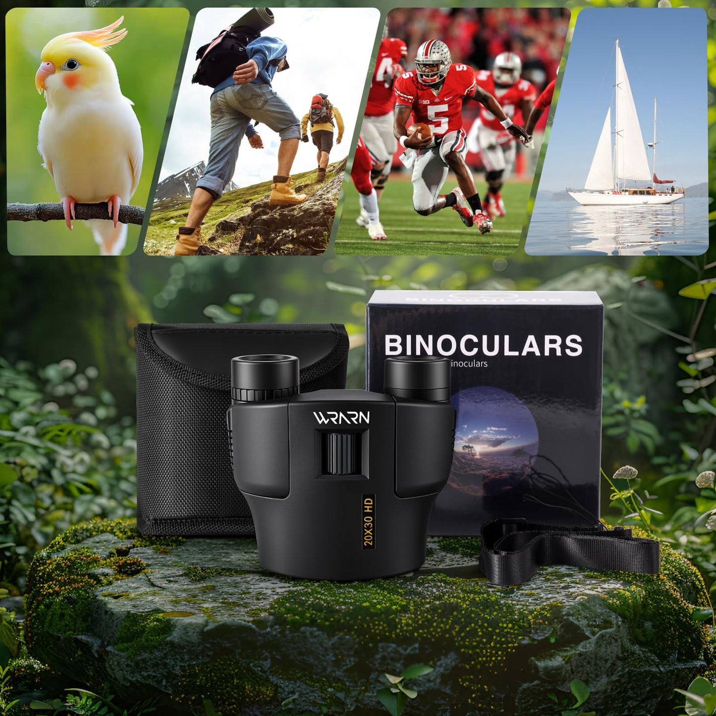 20X30 Compact Binoculars for Adults Bird Watching Travel, Black