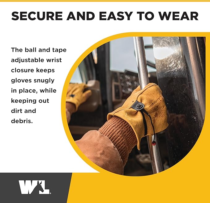 Wells Lamont Men's Cowhide Leather Work Gloves | Adjustable Wrist, Puncture and Cut Resistant | Small (1132S)