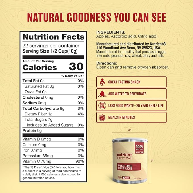 Freeze-Dried Apples ??Premium Sliced | #10 Can | 25-Year Shelf Life | Clean Emergency Food Storage