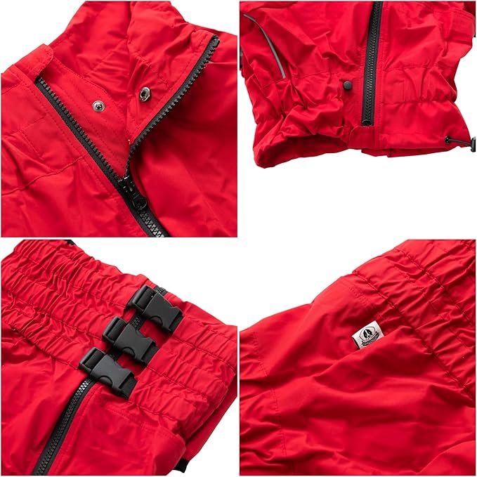 Dogs Waterproof Jacket, Lightweight Waterproof Jacket Reflective Safety Dog Raincoat Windproof Snow-Proof Dog Vest for Small Medium Large Dogs Red XS