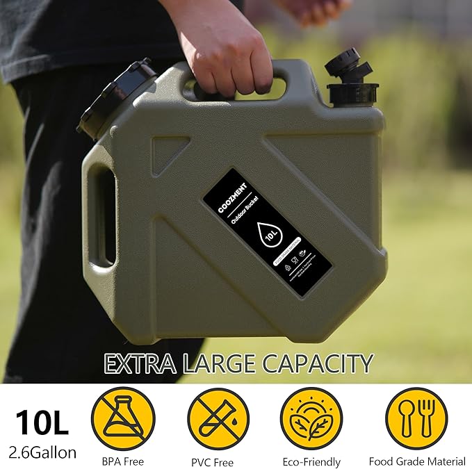 3.2 Gallon/5 Gallon Water Containers with Spigot, BPA Free Water Jug, Military Green Water Tank, Multifunction Water Storage Containers for Camping Outdoor Hiking,Emergency Stroage