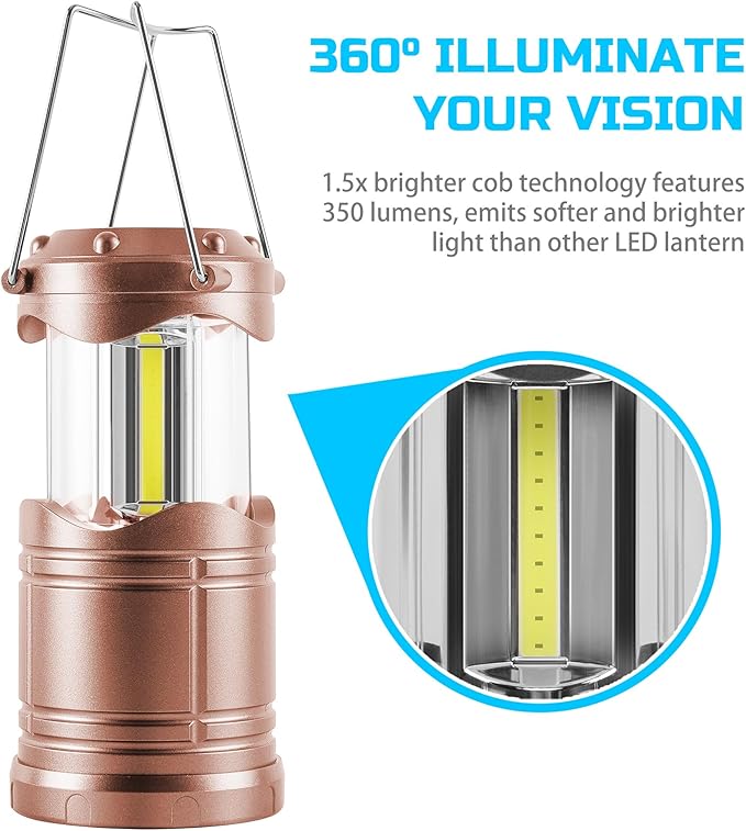 Lichamp LED Camping Lantern, 4 Pack Battery Powered Flashlight for Power Outages, Portable Collapsible Hanging Light Essential for Home, Outdoor, Emergency Lamp Survival Kit Gear for Hurricane, C3