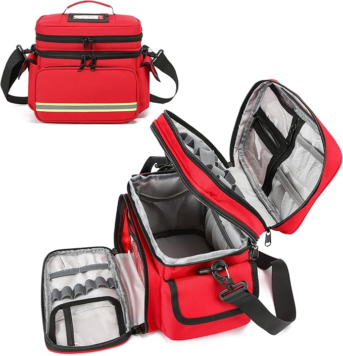 Double Layer Medical Bag Empty First Aid Bag Emergency Trauma Bag Empty, First Responder Organizer for Nurses,Home Health Care, EMT