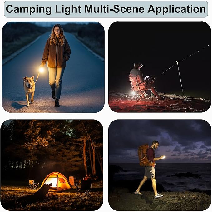 Tent Lights for Camping, Rechargeable Camping Lights for Tent, Camping Tent Light for Tent Camping Outdoor Power Outage Tent Light RGB Camping Lights IP65 Waterproof (Red)
