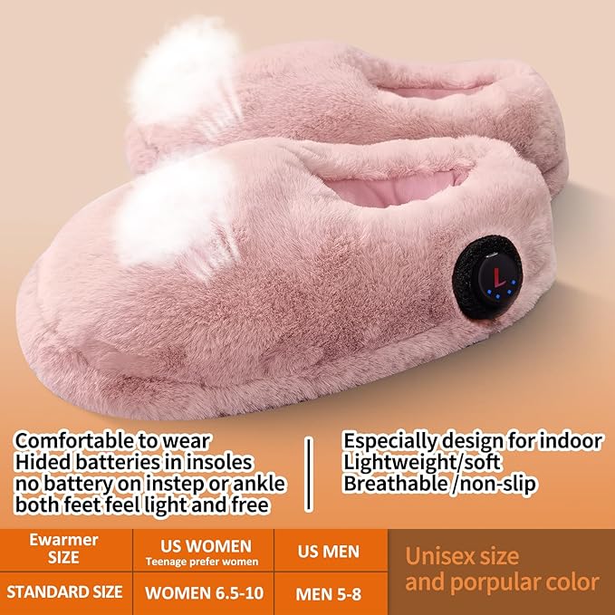 Rechargeable Walking Foot Warmer for Cold Feet, Cordless Graphene Heated Boots for Women Indoor, 4-8 Hours Heat, Washable & Removable, Electric Heated Slippers