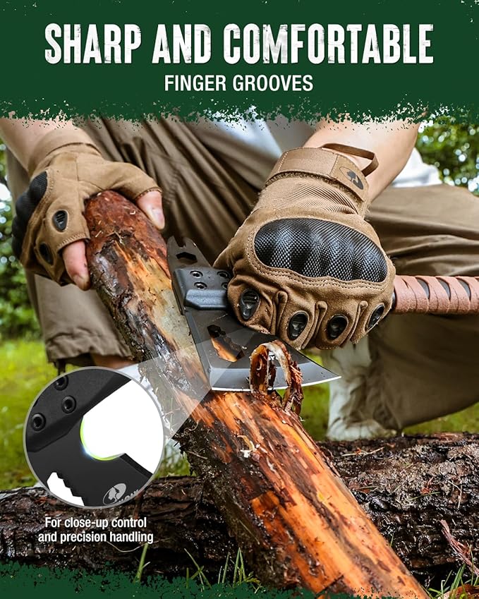 MOSSY OAK 12" Camping Axe and Survival Hatchet with Sheath, Compact Outdoor Multitool Hatchet with Hex Wrench Slots, Non-Slip Dual-Color Handle, Small Camping Gear for Hiking, Chopping, Hunting