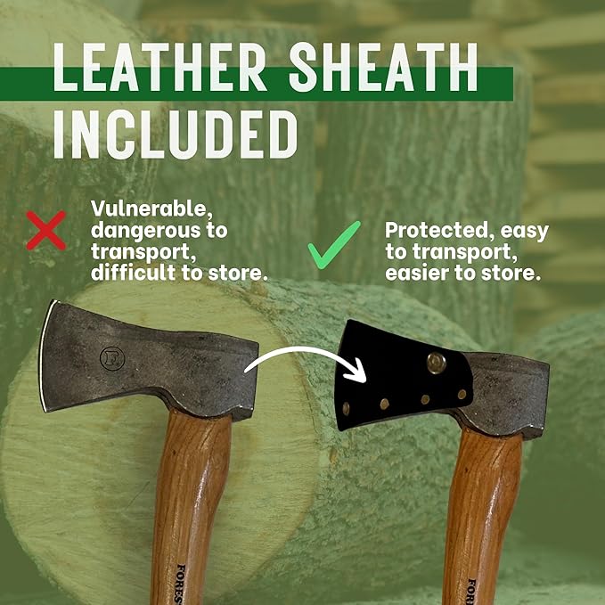 FORESTER Woodman 24in Wood Cutting Axe with Sheath - Multipurpose Axe with Hickory Handle for Wood Splitting and Chopping - Hand Forged Swedish Steel