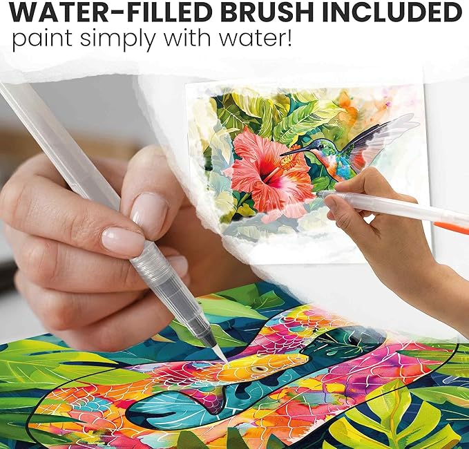 QUOKKA Dementia Activities for Seniors - Water Painting Alzheimers Products for Elderly - Reusable Activity Kits for Dementia Patients - Tropics Wildlife Relaxing Set