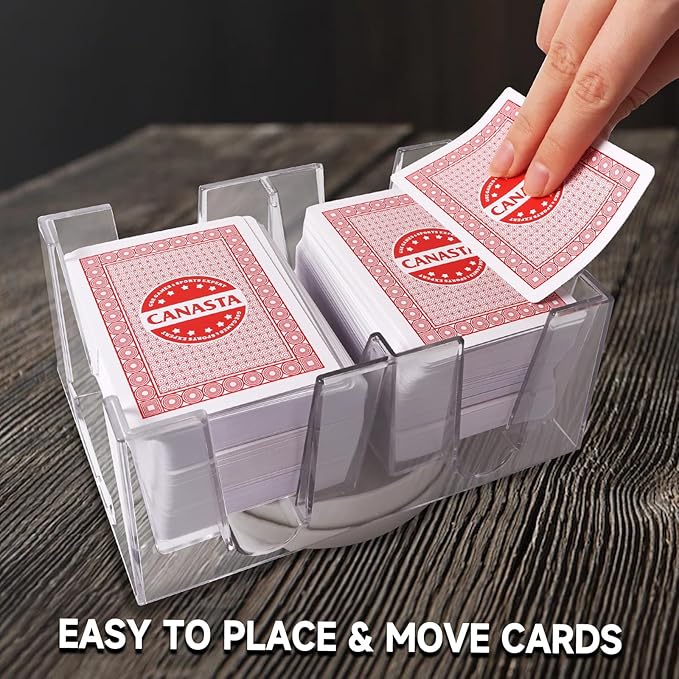GSE Games & Sports Expert 6-Deck Revolving Canasta Card Tray, 360° Rotating Playing Card Holder, Swivel Cards Holders for Hand & Foot, Rummy, UNO Games