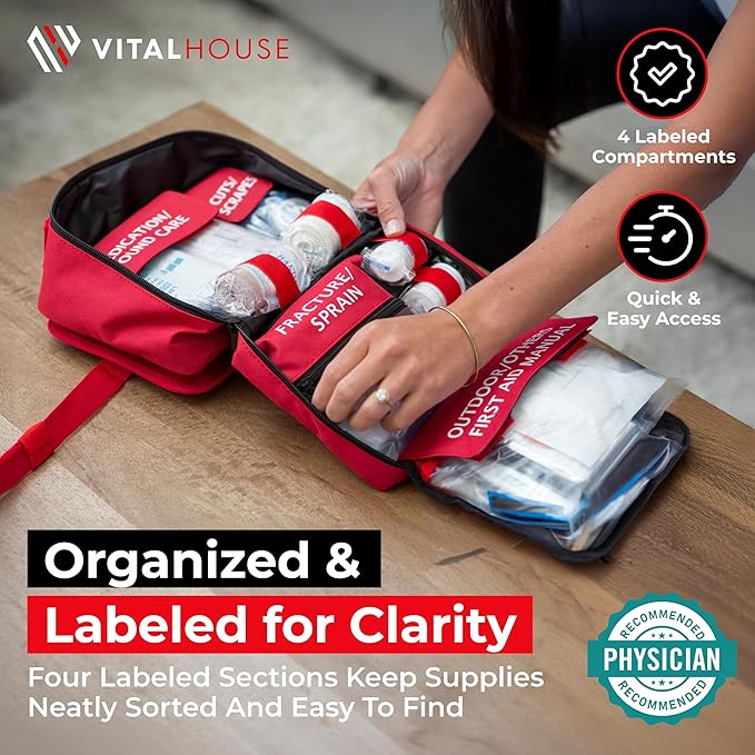 346 Piece First Aid Kit Survival - Professional Waterproof Trauma Medical Kit for Emergency, Ideal for Home, Office, Car, Travel, Outdoor, Camping, Hiking - Portable Emergency Supplies Bag