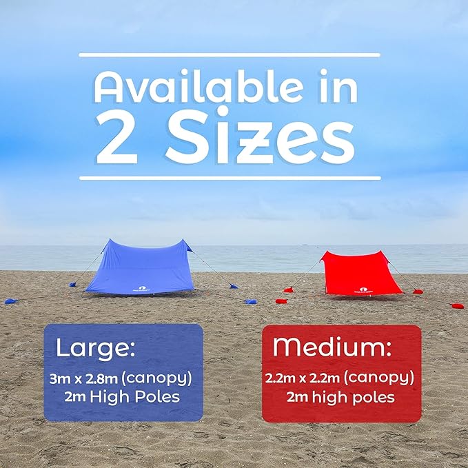 Red Suricata Family Beach Tent & Canopy, UPF50 Sun Shade, 4 Aluminum Poles, Sand Shovel, Medium Portable Sun Shelter (Medium, Turquoise)