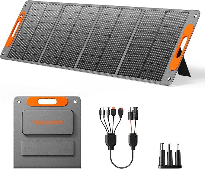 120W Portable Solar Panel for Power Station, 24% High Efficiency ETFE Foldable Solar Panel Charger, QC3.0, Type-C 60W, MC4 Output, IP65 Waterproof, for Outdoor Camping, RV, Emergency Power Supply