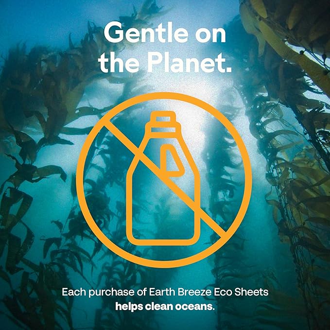 Earth Breeze Laundry Detergent Sheets Fresh Scent - 60 Loads Eco Liquidless Soap - Travel-Friendly for Hot & Cold Cycles, Tackles Tough Stains & Odors - Gentle on Skin, 30 Ct