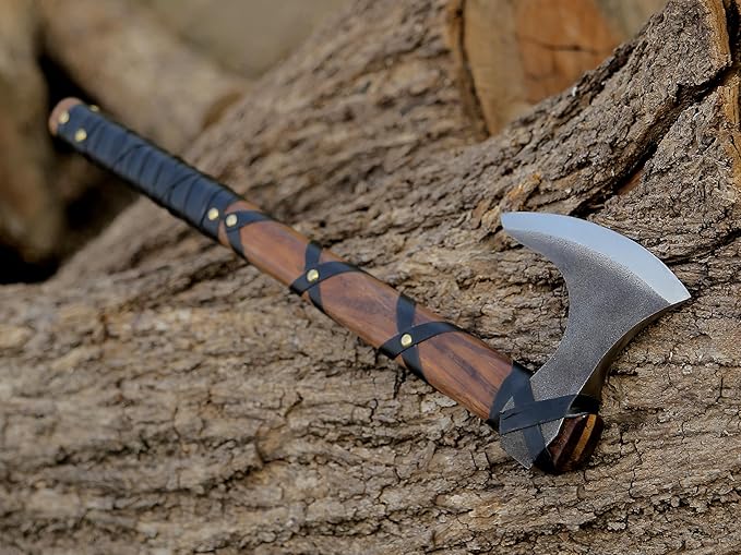 ANCILLA Viking Axe Prop of Ragnar Lothbrok - Bearded Axe for Viking Cosplay, Halloween Weapon Prop - Two-Handed Tomahawk Battle Hatchet- Hand-Crafted Norse Antique Gift for Hunting & Camping