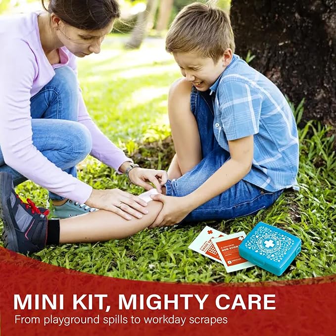 EVERLIT Pocket-Aid Mini First Aid Kit | Compact, Portable Hard-Shell Cases of 50 Items | Cuts, Scrapes, Wound Care Essentials for Travel, Outdoor, School, Camping, Home, Office (12 Packs | 600 Pcs)