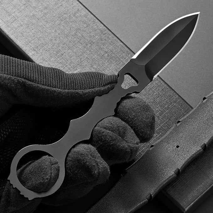 GTK397 Cool Fixed Knife D2 Steel Blade Stainless Steel Handle EDC Tool Knifes for Outdoor Camping Adventure Survival(B)