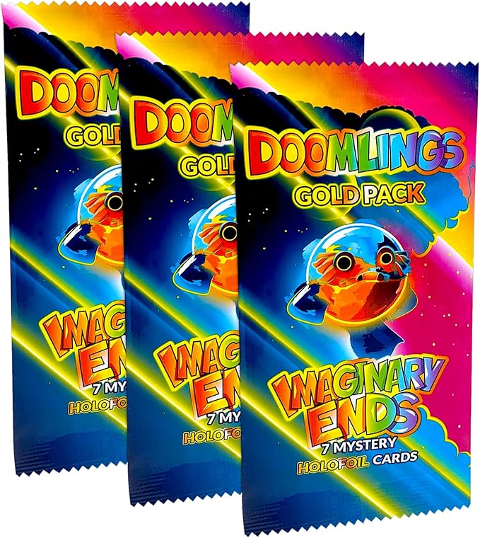 Doomlings Card Game: Imaginary Ends Expansion - Collectible Mystery Holofoils Gold Pack | Strategy Game for Kids, Teens & Adults | 2-6 Players, Ages 7+ (21 Holofoils)