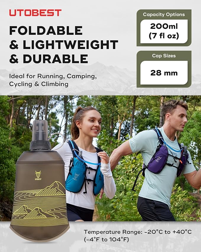 Soft Flask, 1 Pack Flexible TPU Hydration Water Bottle, Collapsible for Running, Hiking, Cycling, Climbing, and Marathon