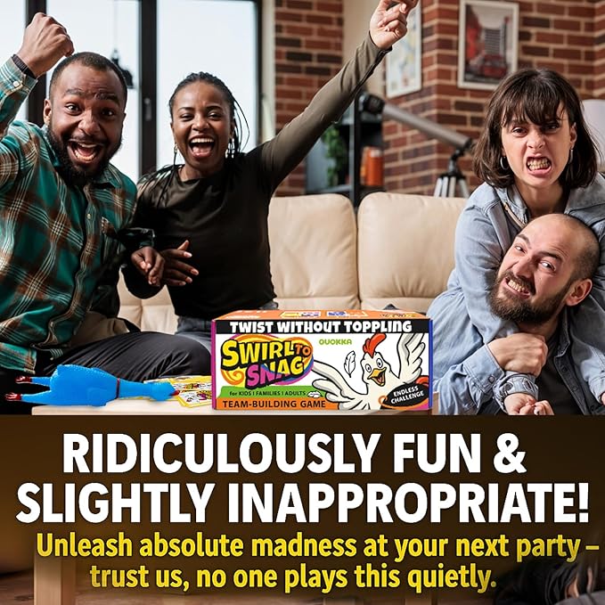 QUOKKA Fast-Paced Challenge with Chickens, Color Bracelets & 100 Cards – Outrageous Group Game for Game Night, House Parties & Grown-Up Chaos – A New Take on a Classic Floor Games