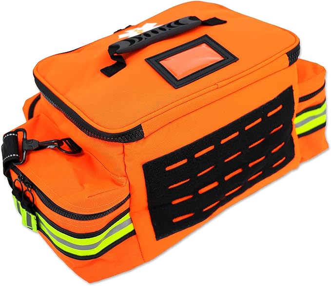 Lightning X Mid-Sized First Responder EMT Bag | LXMB25 | Fully Stocked w/ 240+ First Aid, EMS & Trauma Supplies - ORANGE