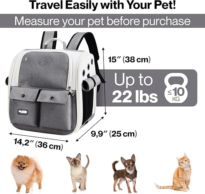 Cat Backpack Carrier ??Airline Approved Dog Carrier for Small Dogs, Cats & Pets ??Ventilated Backpack Pet Carrier for Travel, Hiking, Vet Trips ??Soft Sided Puppy Carrier Bag with Padded Straps