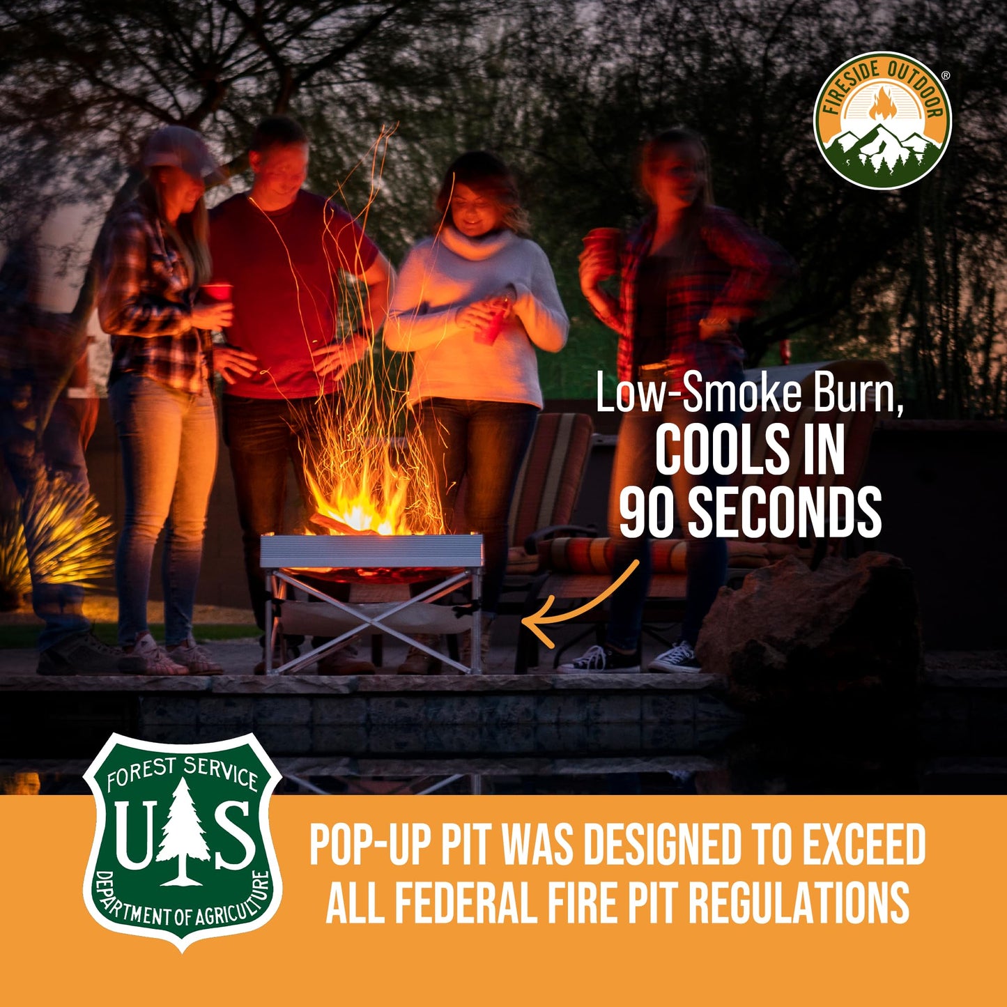 Fireside Outdoor Portable Fire Pit for Camping, Portable Fire Pit Grill for Backyard, Outdoor