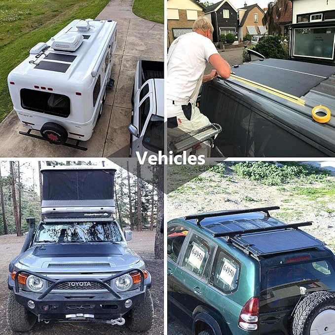 Lensunsolar 55W 12V ETFE Black Flexible Solar Panel, PERC Mono Solar Cells, Ultrathin Ultra Lightweight for Campers, RVs, Boats,Camping, Tent