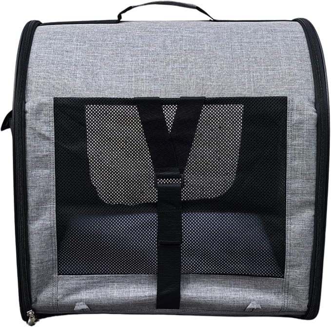 One for Pets Fabric Portable Pet Kennel/Shelter, Single, Gray, 20"x20"x19.5" - Car Seat-Belt Fixture Included