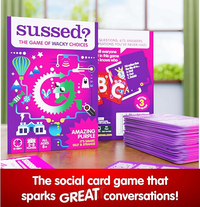 SUSSED Wacky ?˜What Would You Do??Card Game - Fun Boo Basket Stuffer for Girls, Boys & Kids - Builds Social Skills & Confidence - Purple Pack: Dragons, Space & Magic