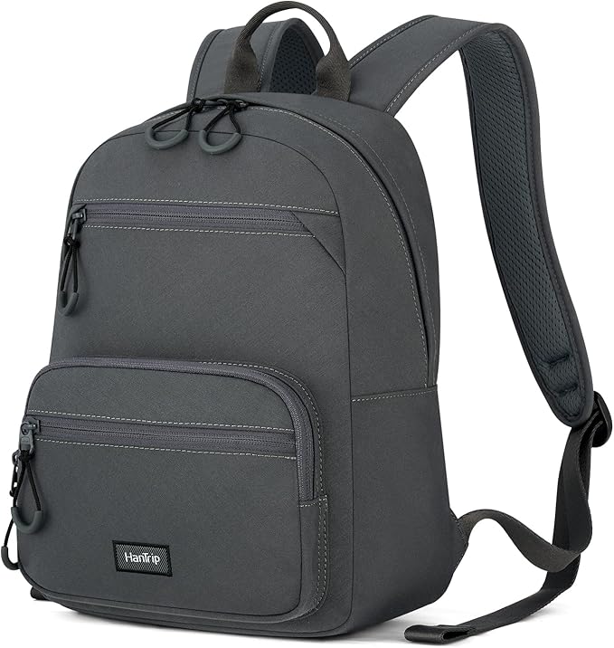 Carry On Travel Backpack For Men Women, 13 Inch Small Mini Work Bag Personal Item Backpacks, Camping Back Pack Lightweight Hiking Daypack For Office Nurse Commuter (Dark Gray)