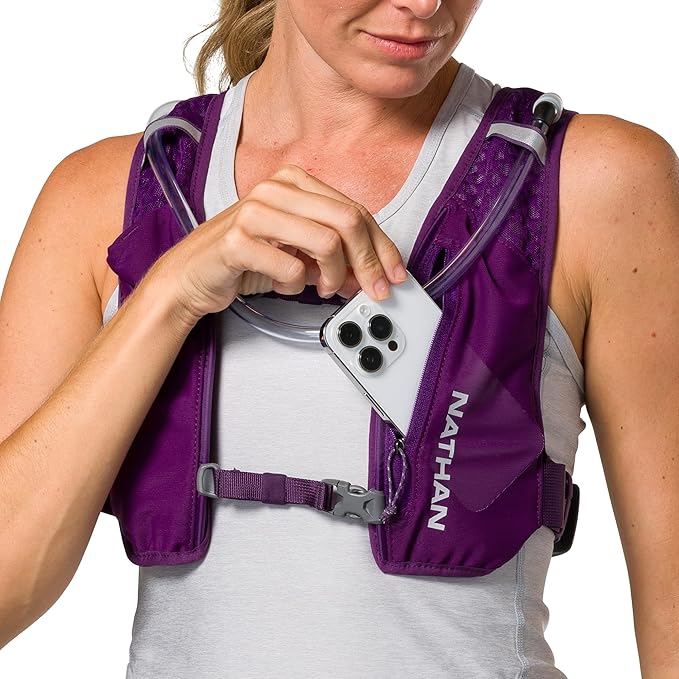 Nathan QuickStart 1.5L Hydration Pack Vest with Bladder or flasks, Storage Pockets, Breathable Moisture-Wicking Fabric, Adjustable Straps for Running, Hiking, Walking, Marathons, Obstacle Races