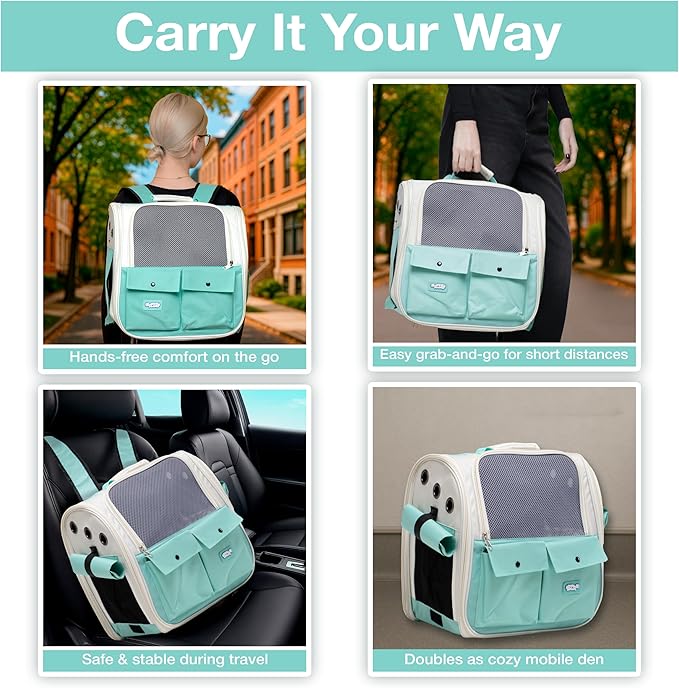 Pet Backpack Carrier for Small Dogs, Cats, Kittens, Rabbits ??Airline Approved Travel Bag with Breathable Mesh and Padded Straps ??Soft-Sided Cat Carrier Backpack for Hiking, Camping, Trips