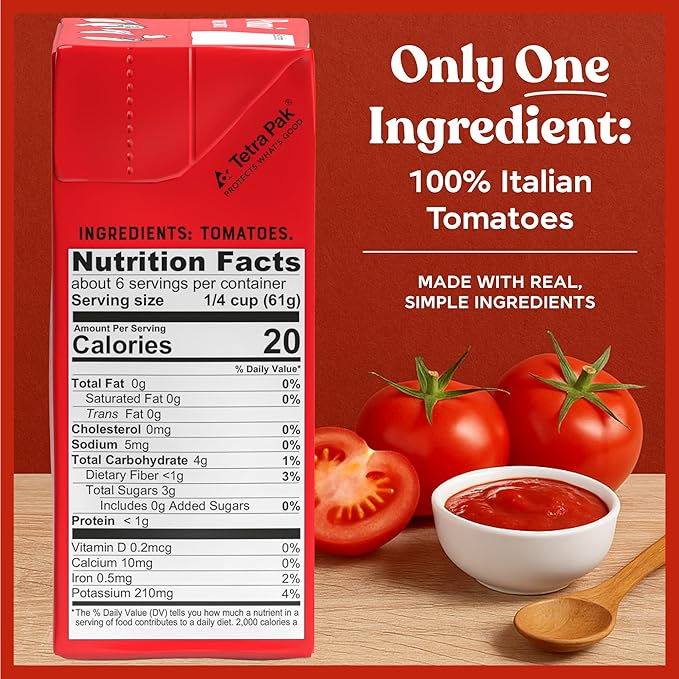 Pomì Strained Tomatoes 13.8oz (Pack of 12) - Creamy, Velvety Italian Tomato Puree, No Additives or Preservatives - BPA-Free Pureed Tomatoes Made from 100% Fresh Italian