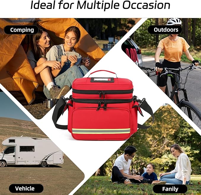 Double Layer Medical Bag Empty First Aid Bag Emergency Trauma Bag Empty, First Responder Organizer for Nurses,Home Health Care, EMT