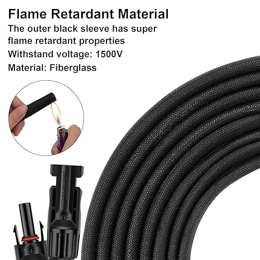 20FT 12AWG Solar Panel Extension Cable with Female and Male Connectors, Solar Cable for Solar Panels, Charge Controllers and Solar Generator (12AWG, 20FT)