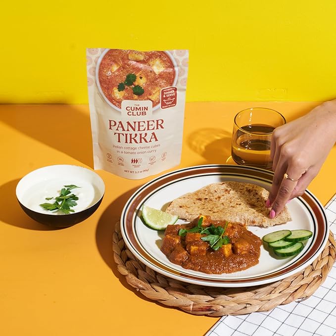 Cumin Club Indian Meals | Freeze Dried Backpacking & Camping Food | Gluten Free | High Protein | 2 Packs of Paneer Tikka & 2 Packs of Cumin Rice | Authentic Flavors for Outdoor Adventures | Ready to Eat & Easy Prep