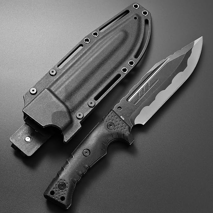 GTK8 Fixed Blade Knife DC53 Steel Blade Full Tang Nylon Fiberglass Handle EDC Fixed Knifes for Outdoor Working Camping Bushcraft(black)