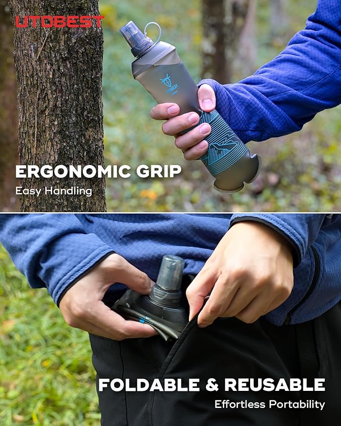 Soft Flask, 1 Pack Flexible TPU Hydration Water Bottle, Collapsible for Running, Hiking, Cycling, Climbing, and Marathon