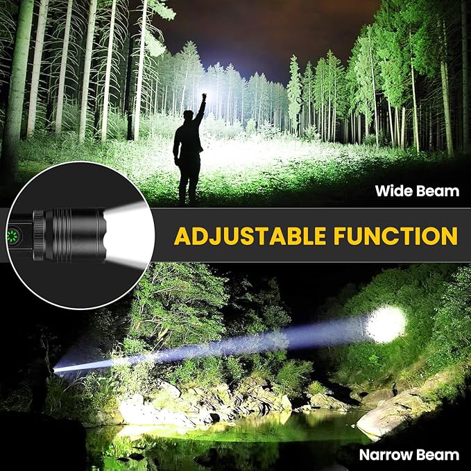 azamine Rechargeable Flashlights High Lumens, 99000LM Super Bright Flash Light with 6 Modes, Adjustable Powerful Handheld LED Flashlight for Home Camping