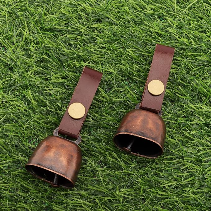kcrygogo Loud Bear Bells with Leather Button Strap and Emergency Whistle for Survival, Hiking, Biking, Fishing, Climbingï¼?sets