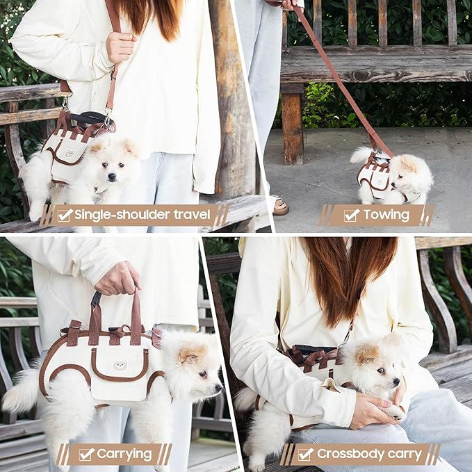 Dog Lift Harness, Breathable Dog Carrier Bag, Portable Pet Carrier Sling with Adjustable Leash for Small Dogs (M)