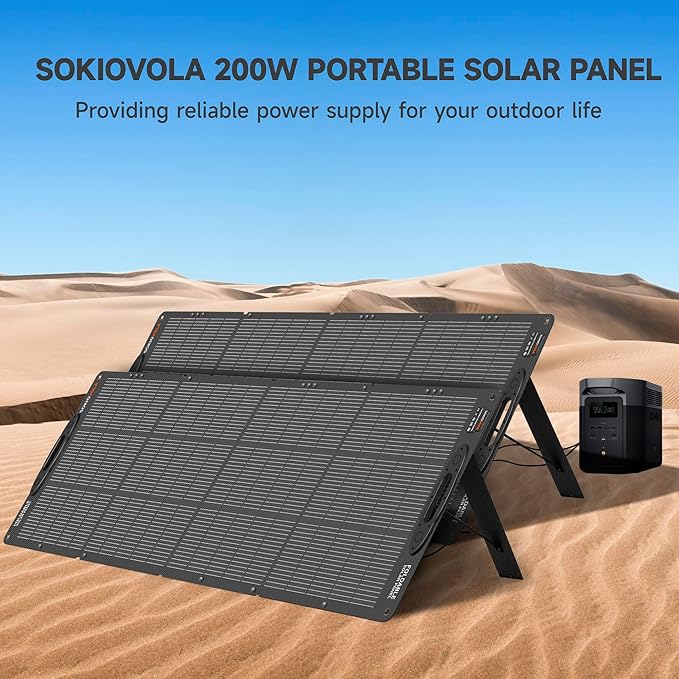 200W Portable Solar Panels,Foldable Solar Panel,IP68 Waterproof & Durable Up to 25% Efficiency N-Type 16BB Solar Cell ETFE Folding Solar Panel Kit,for Power Station Outdoor Camping RV