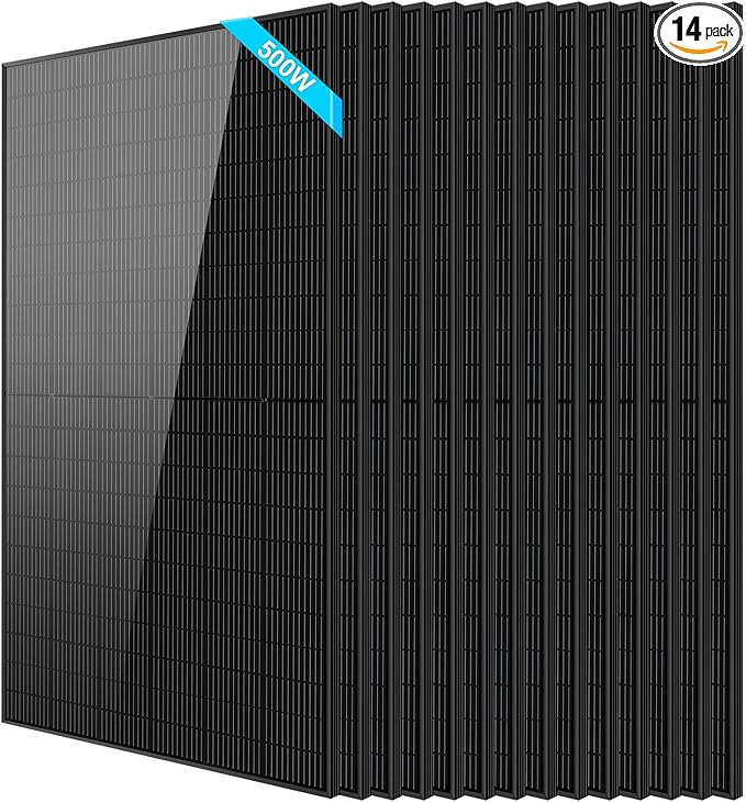 SUNGOLDPOWER 14PCS 500W Solar Panels Monocrystalline UL 61730, Grade A Solar Cell, Waterproof IP68, High Efficiency Solar Panel On/Off Grid Supplies for RV, Tiny house, Marine, Household (Total 7000W)