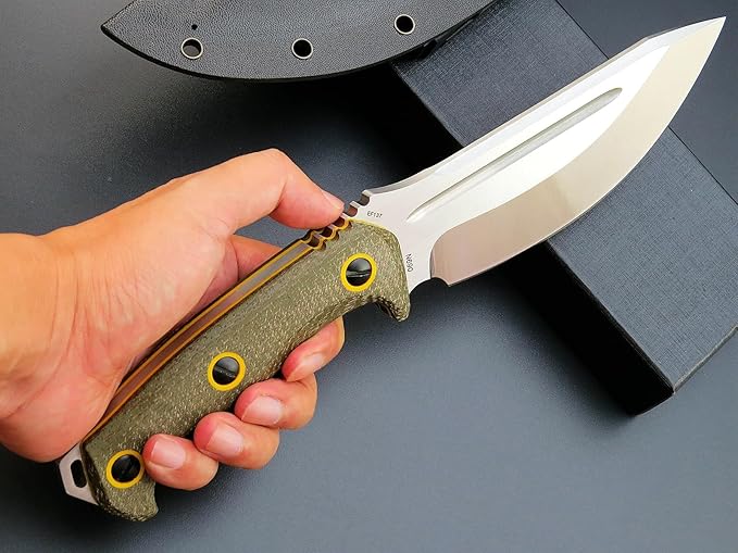 Eafengrow EF137 Fixed Blade Knife, N690 Steel Blade,Micarta Handle Full Tang EDC Fixed Knifes for Outdoor Activities Working Camping