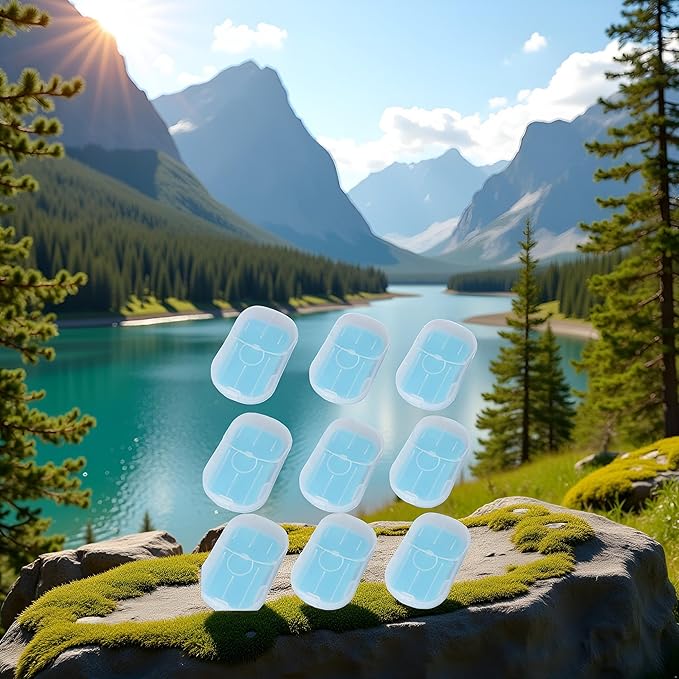 1 Pc Blue Portable Mini Travel Soap Sheets,Simple Paper Sheets Disposable Water Soluble Hand Washing Bath Scented Paper Soap Camping and Shampoo for Outdoor, Camping Hiking,Personal Care
